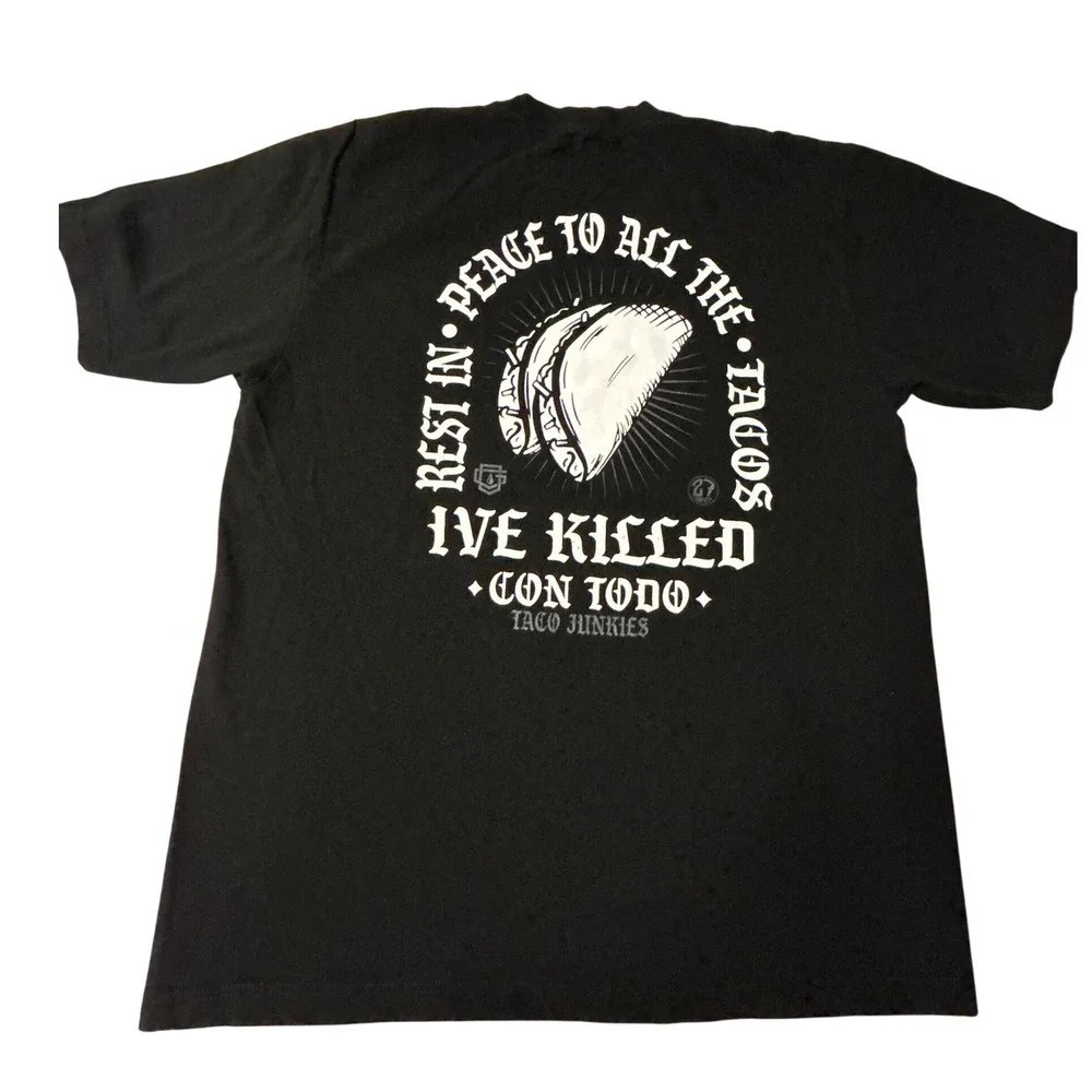 OS Family Taco Killer Graphic T Shirt Black XL Ive Killed Con Todo Heavy